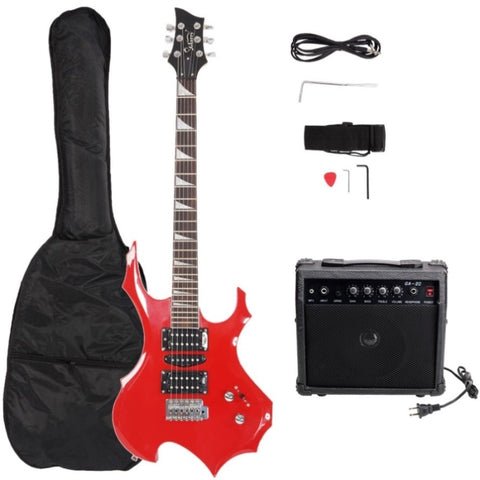 ZUN Flame Shaped Electric Guitar with 20W Electric Guitar Sound HSH Pickup 44303352