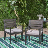 ZUN Outdoor Dining Chair Set of 2, Dark Grey With Light Grey Cushion 63949.00SDGRY