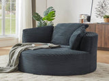 Compressible Corduroy Round Chair with Cushioned Backrest - Modern Comfort Seating for Living W2339P323614