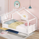 ZUN Twin Size House Bed Wood Bed, White 62085326