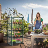 4 Tier Mini Greenhouse with PVC Cover & Roll-Up Zipper Door, Portable Waterproof Greenhouse for 31843627
