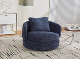 30"W Modern Round 360&deg Swivel Barrel Accent Chair with Pillow, Chenille Upholstered Comfy Barrel W3118P462482