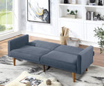 ZUN Modern Electric Look 1pc Convertible Sofa Couch Navy Color Linen Like Fabric Cushion Wooden Legs HS00F8506-ID-AHD