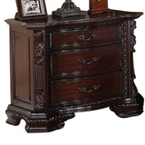 1pc Traditional Nightstand End Table with Three Storage Drawers Brown Cherry Decorative Drawer Pulls B011P143963