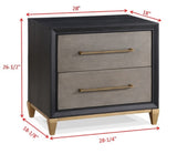 1pc Contemporary Dark Wood Finish Brushed Gold Hardware Tapered Legs Two-Drawers Nightstand Wooden B2741P325730