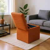 Orange Corduroy Storage Ottoman with Rubber Feet Compact Soft Cube Seat, 424244cm 31608357