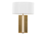28" Metal Table Lamp in Antique Brass and White Linen B202P224190