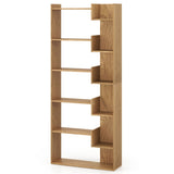 Natural 6-Tier Bookshelf Wooden Bookcase 40895702