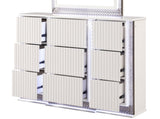 Fabio Contemporary Style 6-Drawer Dresser Made with Diamond-Patterned Side Accents with LED Lighting B009P309318