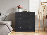 25.98*15.75"*35.83" 4-Tier 5-Drawer Cabinet Drawer Dresser with Gold Handles Black 54386504