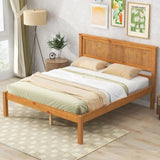 Platform Bed Frame with Headboard, Wood Slat Support, No Box Spring Needed, Full, Oak WF212812AAN