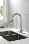 ZUN Single Handle High Arc Pull Out Kitchen Faucet,Single Level Stainless Steel Kitchen Sink Faucets TH9013NS-8