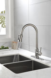 ZUN Single Handle High Arc Pull Out Kitchen Faucet,Single Level Stainless Steel Kitchen Sink Faucets TH9013NS-8