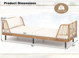 2-Seat Outdoor PE Wicker Daybed, Dual-Function Backrest Armrest Patio Loveseat 54417410