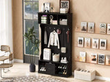 U-Can 57'' Hall Tree with 6 Hooks, Coat Hanger, Entryway Bench, 3-in-1 Design, A Spacious Drawer for N724P264673B