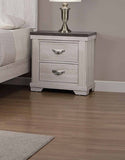 1pc Farmhouse Style Two Drawer Night Stand Nightstand End Table Beige Finish Rustic Bedroom Solid B011P233931