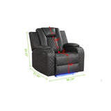 ZUN LED & Power Recliner Chair Made With Faux Leather in Gray 659436262294