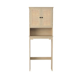 ZUN Over The Toilet Storage Cabinet, Bathroom Shelves Over Toilet with 2 Rattan Doors&Adjustable 64279565