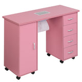 MDF Single Door 4 Drawers With Fan Pink Nail Table 67295863