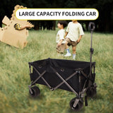 ZUN Folding Wagon, Heavy Duty Utility Beach Wagon Cart for Sand with Big Wheels, Adjustable Handle&Drink W321P163962