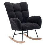 ZUN Rocking Chair Pocket, Soft Teddy Fabric Rocking Chair for Nursery, Comfy Wingback Glider Rocker W1372128347