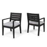 ZUN Outdoor Dining Chair Set of 2, Dark Grey With Light Grey Cushion 63949.00SDGRY