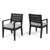 ZUN Outdoor Dining Chair Set of 2, Dark Grey With Light Grey Cushion 63949.00SDGRY