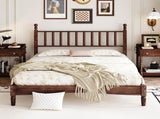 Queen Size Wood Platform Bed with Gourd Shaped Headboard,Retro Style Platform Bed with Wooden Slat N733P206242D