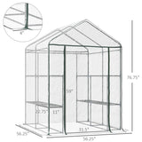 4.7' x 4.7' x 6.4' Mini Walk-in Greenhouse Kit with 3 Tier Shelves 88697344