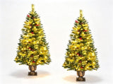 Set of 2 5FT Pre-Lit Potted Artificial Christmas Tree, 100 Warm White LEDs with Pine Cones Red 22570737