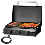 3-Burner Flat Top Gas Griddle Cooking Station with Ceramic Coated Cast Iron Pan, 30,000 BTU Propane 90923579