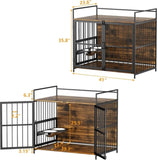 ZUN Dog Crate Furniture-Style Cages for Large Dogs Indoor Heavy Duty Super Sturdy 41" T3210P294077