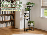 Tall Plant Stand Indoor Outdoor, 4 Tier Metal Plant Shelf with Round Trays, Corner Multiple Flower 17148039