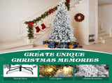 7 FT Snow Flocked Pre-lit Artificial Pencil Christmas Tree, Hinged Xmas Pine Tree with 1100 Branch 39284790
