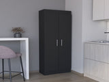Pantry Cabinet 67" H, 5 Internal Shelves, Two Doors, Black B097P167450