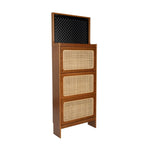 ZUN Rattan Shoe Cabinet for Entryway, Free Standing Shoe Rack with 3 Flip Drawers & Black Pegboard, 38705249