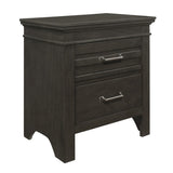 Transitional Bedroom 1pc Nightstand of Center Glides Drawers Charcoal Gray Finish Bed Side Table B01151369