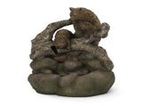 24.75" High CALLAN FOUNTAIN Weather Resistant Floor Fountain with Light, Light Brown Moss 71777.00LM