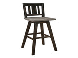 Pub Height Chairs Set of 2, Distressed Gray and Black 360-degree Swivel Chair Solid Rubberwood B011P194915