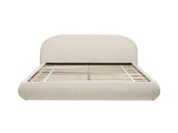 Archie Puffy Grounded Upholstered Platform Bed Queen, Oatmeal Light Beige Chenille B2719P479035
