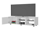 White TV Stand with a Door and Open Storage B062P290261