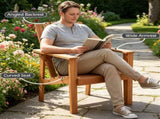 Natural Finish Acacia Wood Adirondack Chair, Ergonomic Backrest & Extra Armrests Heavy Duty Outdoor 50994470