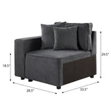 Grey Left Facing Loose Back Accent Chair B062P186460