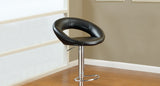 Black Faux Leather Stool Adjustable Height Chairs Set of 2 Chair Swivel Design Chrome Base PVC B01149814