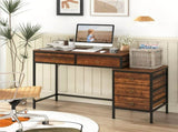 Home Office Dual Desktop Desk with 5 Storage Drawers, Powder-Coated Metal Frame Engineered Wood 79205800