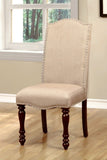 Transitional Antique Cherry Beige Set of 2pc Side Chairs Padded Fabric Turned Legs Dining Room B011P152638