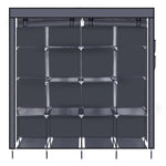 ZUN 67" Clothes Closet Portable Wardrobe Clothes Storage Rack 12 Shelves 4 Side Pockets Gray 63742682