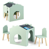 3 Pieces Wooden Kids Table and Chair Set - Inclined Chalkboards Ergonomic 70905908