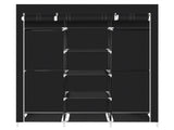 69" Portable Clothes Closet Non-Woven Fabric Wardrobe Double Rod Storage Organizer Black 23382400