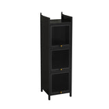 Modern Three-tier Glass Door Cabinet with Featuring Four-tier Storage, for Entryway Living Room W757P241564